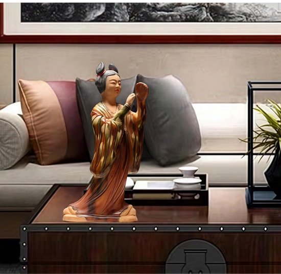 Vintage Sculptuur Chinese Stijl Keramische Antieke Aardewerk Beeldjes Figuren Die Muziekinstrumenten Vasthouden Dames Aziatische Kunst Decoratie Collectie Stijl 2 — afbeelding 2