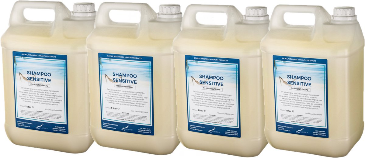 Claudius Shampoo Sensitive Care - 5 liter - set van 4 stuks - Navulling - Voordeelverpakking - Haarverzorging