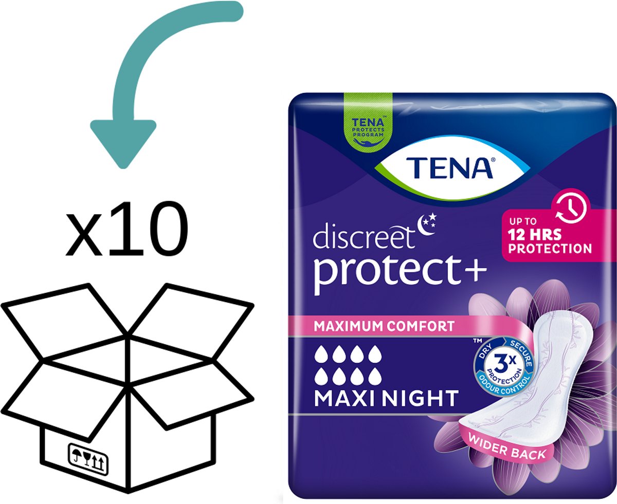 TENA Lady Maxi Night - 10 pakken - 120 stuks TENA Discreet Maxi Night
