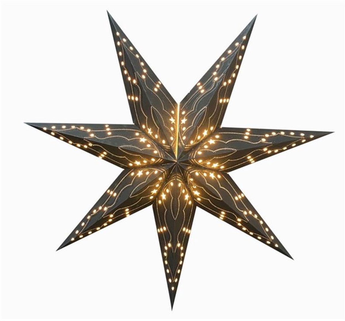Floz Design grote kerstster zwart - papieren kerstster - met subtiele glitter - fairtrade - 75 cm