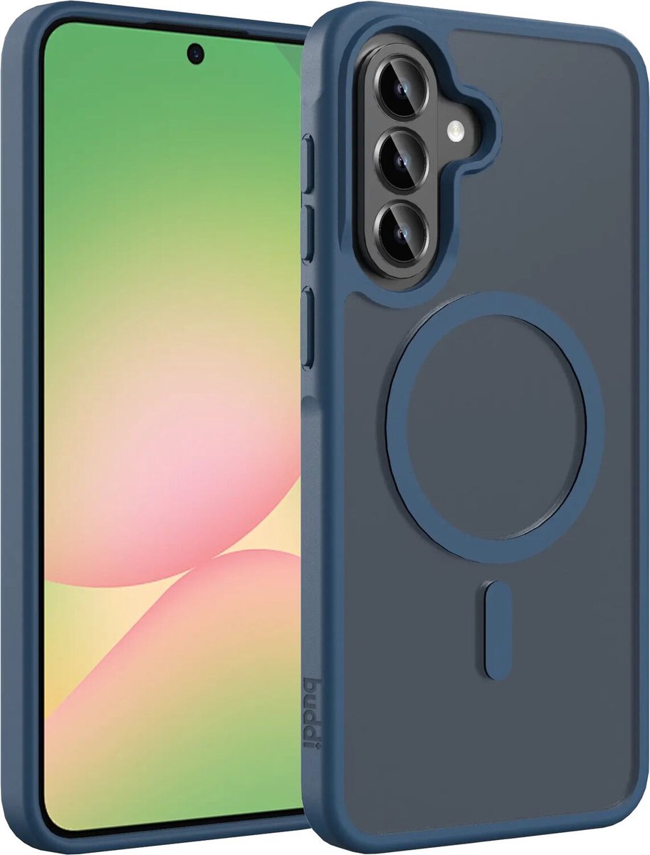 Buddi Frost Hoesje Geschikt voor Samsung Galaxy A37 / A56 / A36 - Mat Donker Blauw - MagSafe Back Cover - Matchende kleur - Shockproof - Slank