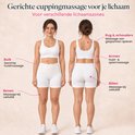 Gerichte cuppingmassage voor je lichaam: Buik, benen, rug & schouders, armen, billen. Een model toont de verschillende toepassingszones.