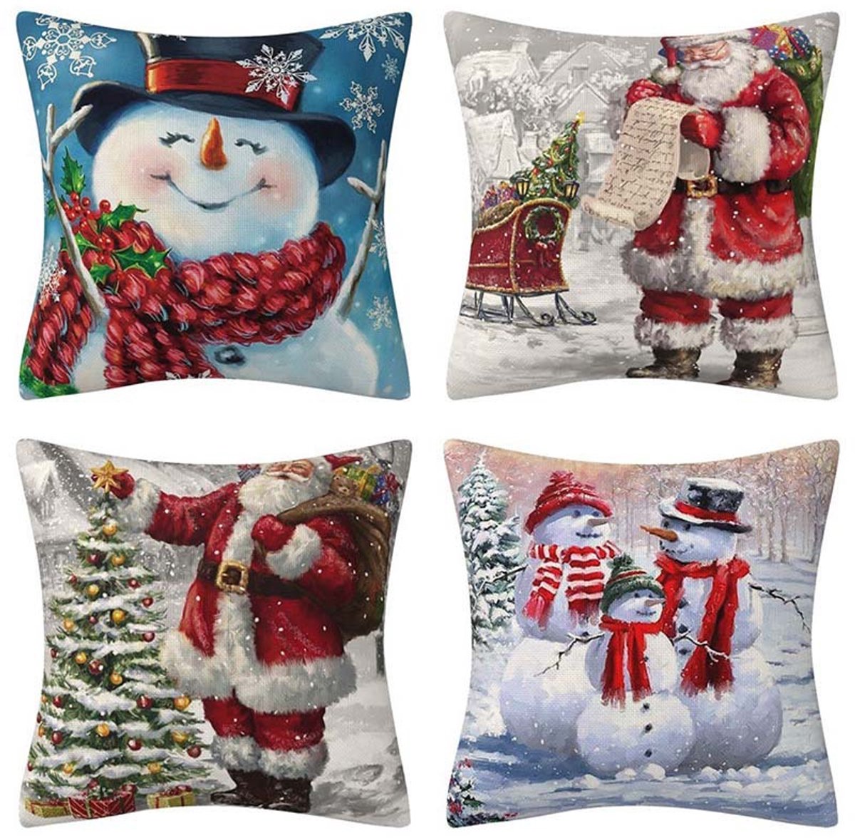 SUNMOOL Kerst Kussenhoes - Kussenhoes - Pillow cover - 45 x 45cm - Type L - 4Stuks