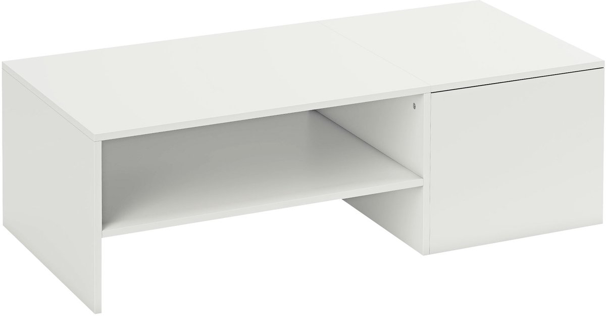 Homona Salontafel met verschuifbaar blad - Met opbergruimte - 110 x 52 x 36 cm - Wit
