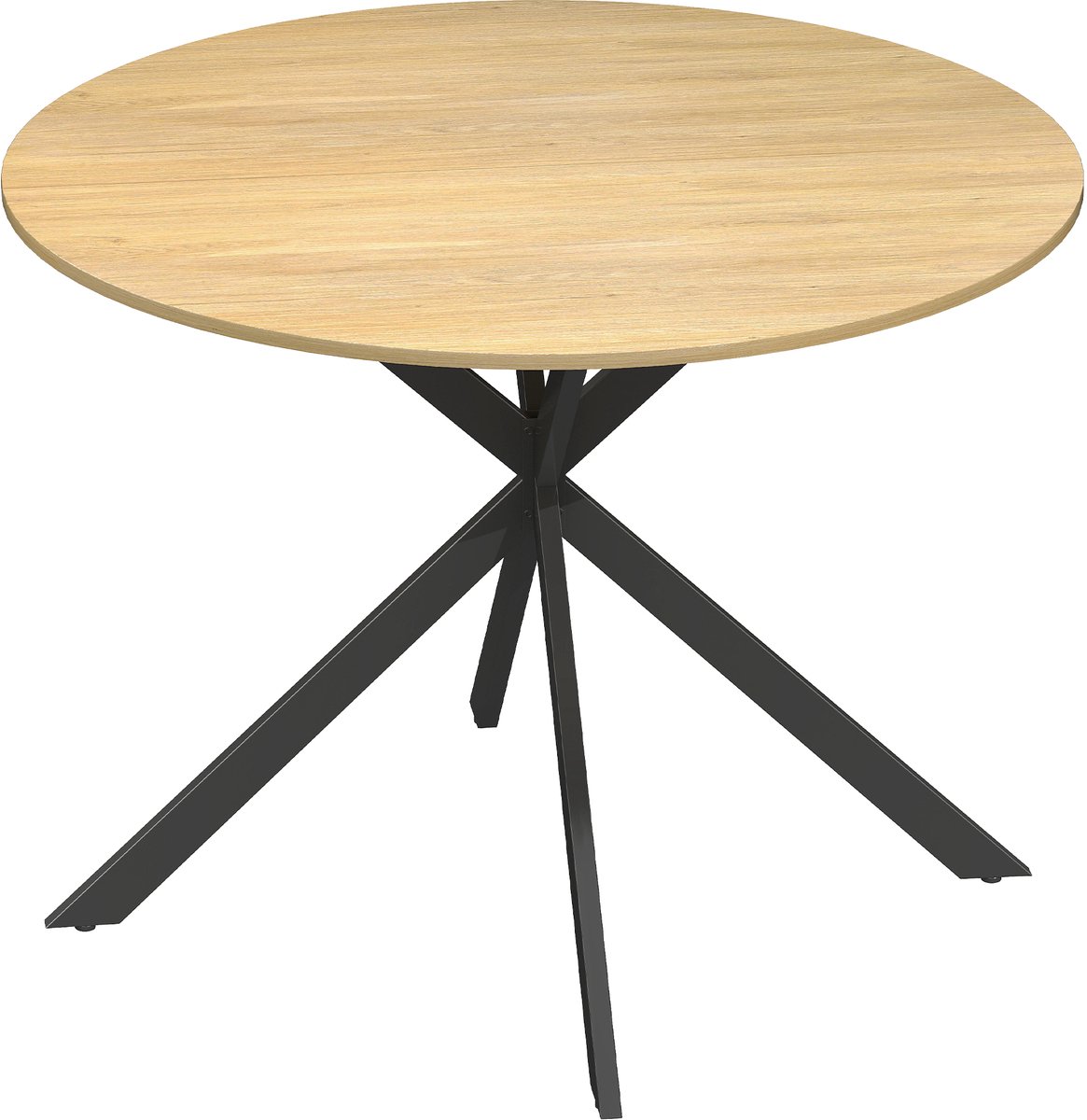 Homona Eettafel rond - Industriestijl - Met verstelbare voetjes - Ø100 x 75 cm - Eikenkleur