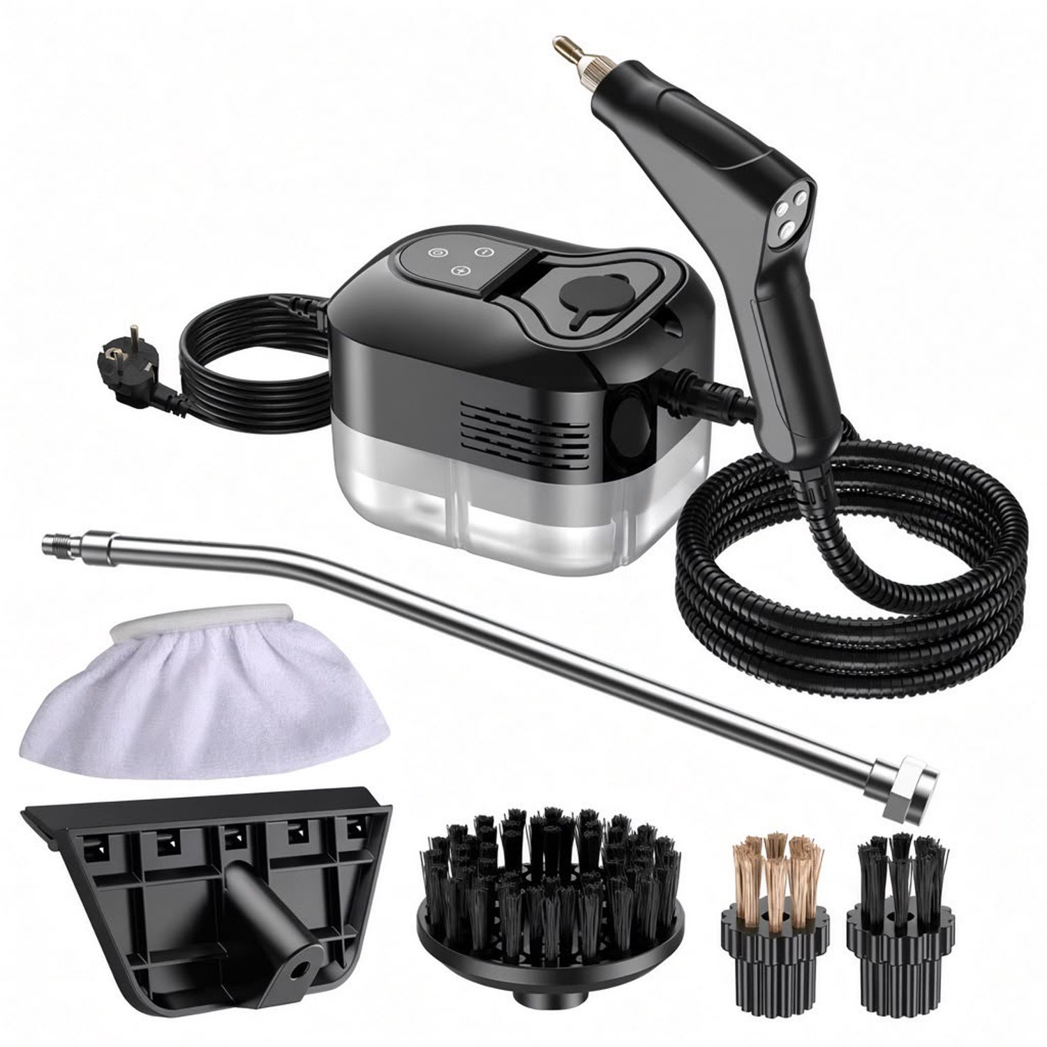 Atlasyx stoomreiniger - Handstoomreiniger - Stoomreiniger vloer - Stoomapparaat - 6 Snelheden - 1200 ml - 3,5 bar - 2500 W - Zwart