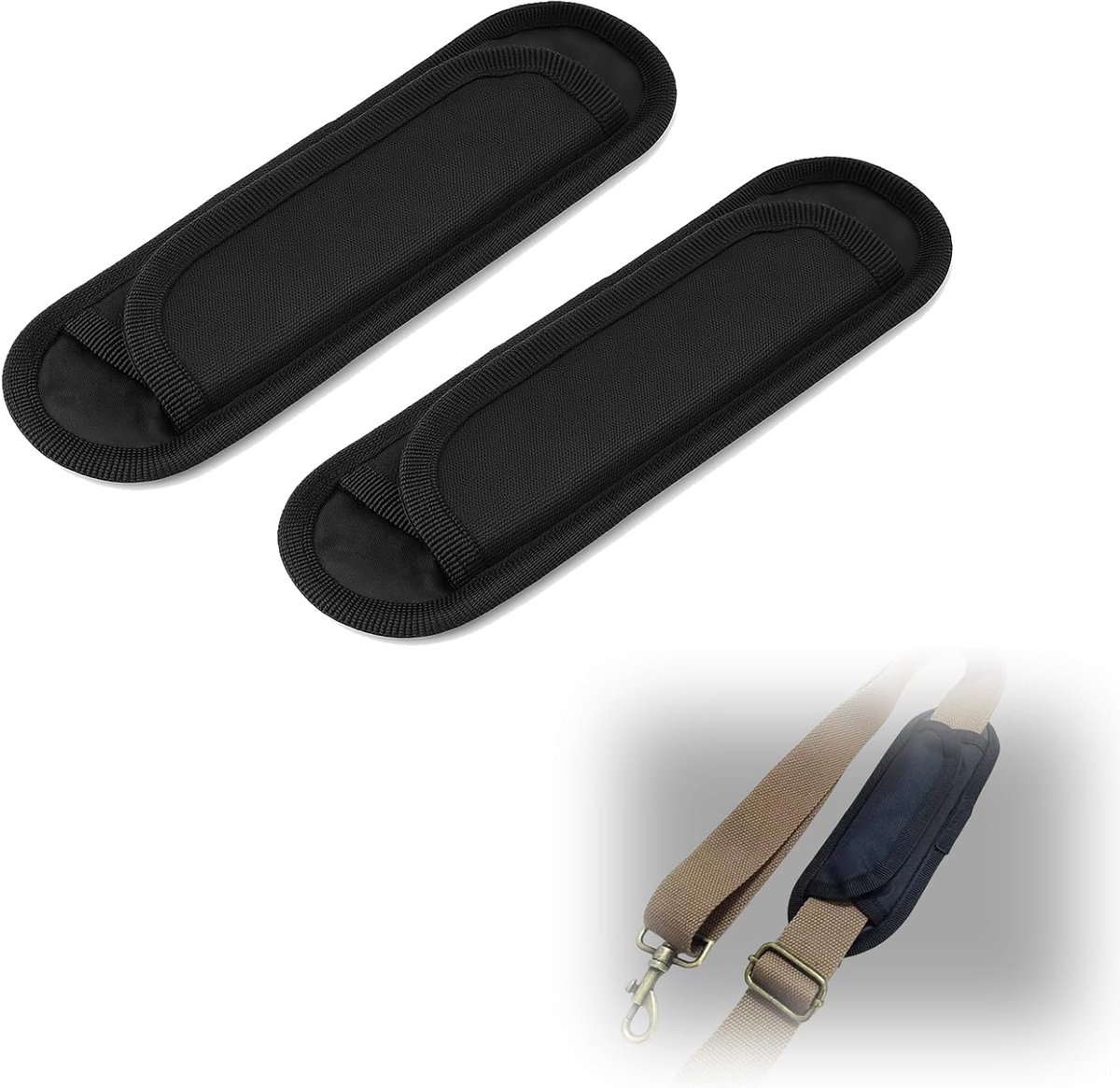 Rugzak met afneembare schouderbanden, 2-delig, universele rugzak, geschikt voor rugzakken, bagage en schoudertassen, gemiddelde lengte, antislip, ademend, zwart