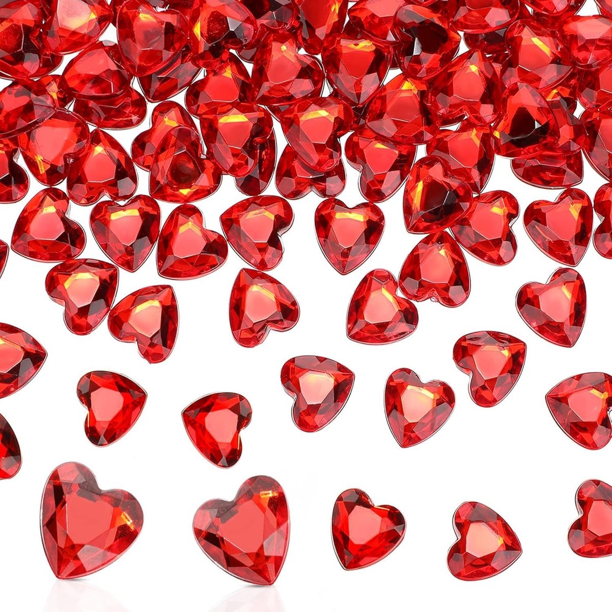Heart diamanten, 200 stuks rode diamanten, rode hartjes, diamantkristallen, 12 mm hartdecoratie, robijnbruiloft, decoratie, Valentijnsdag, decoratie, voor doe-het-zelf bruiloft, verloving