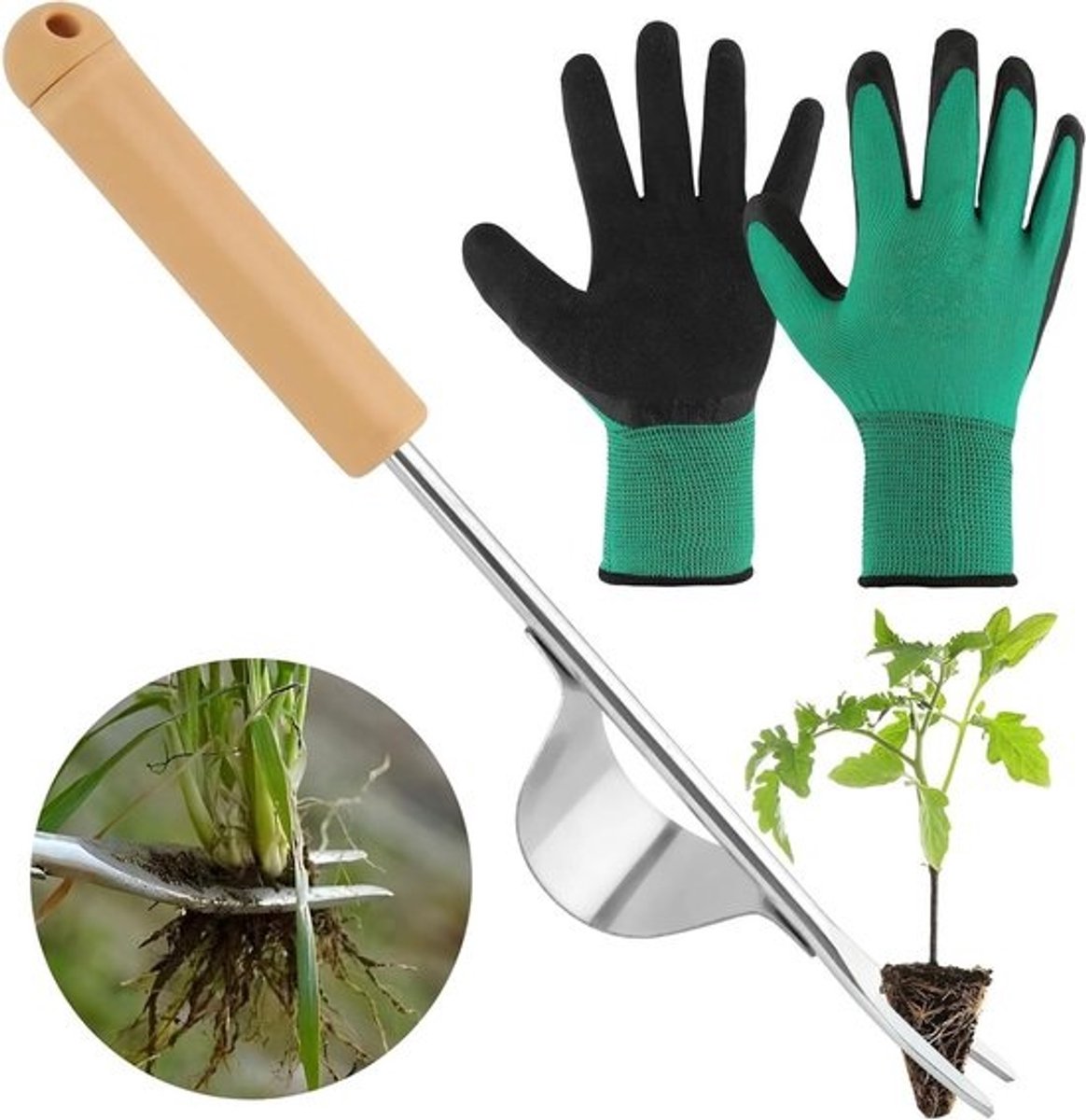Onkruidsteker met houten handvat - voor effectieve onkruidverwijdering in de tuin