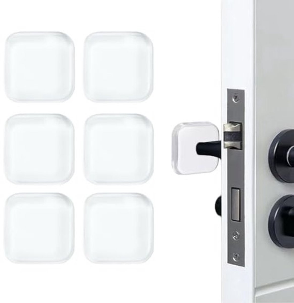 6 pcs zachte rubber deurklinkstoppers - Transparante zelfklevende meubelbeschermers voor muren en meubilair