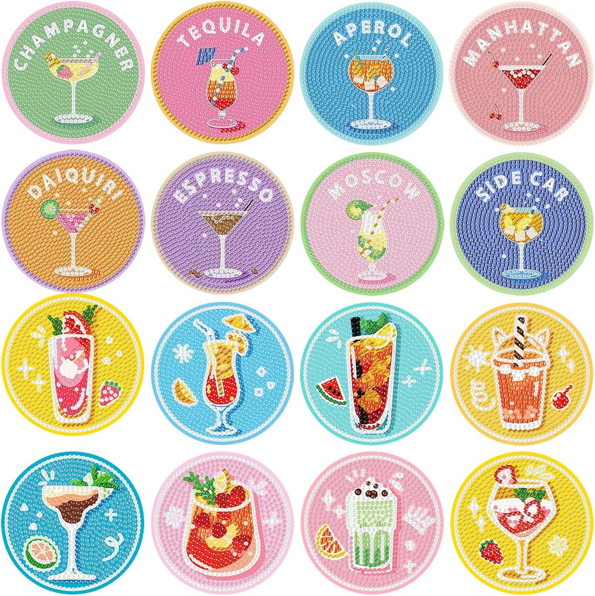 10 CM Small Diamond Painting Cocktail Coasters Set(Random 8 Piece)