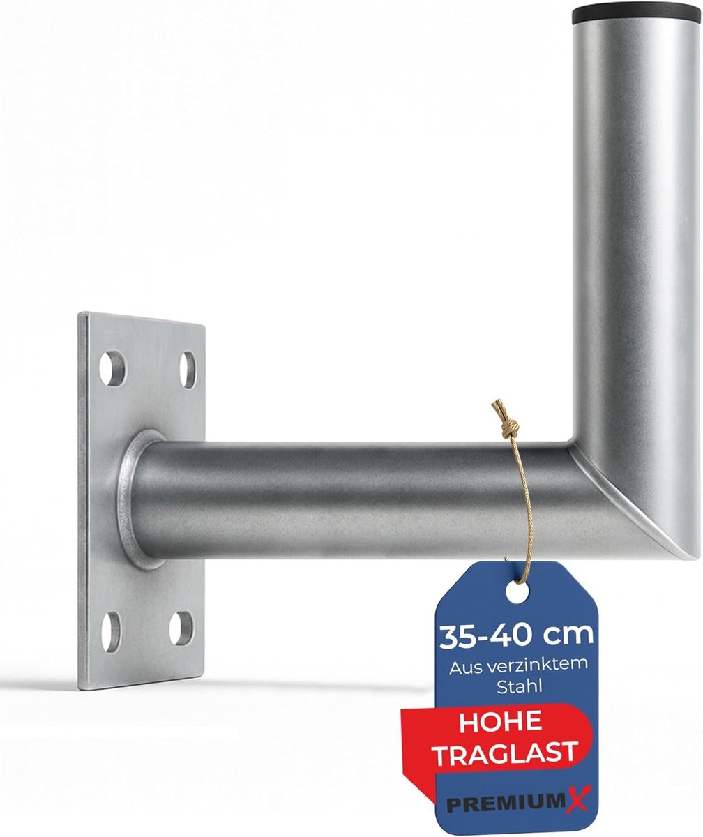 PremiumX 35-40 cm wall mount steel galvanized SAT antenna wall mount wall mounting holder wall distance 40 cm Ø 48 mm - ShopVlot