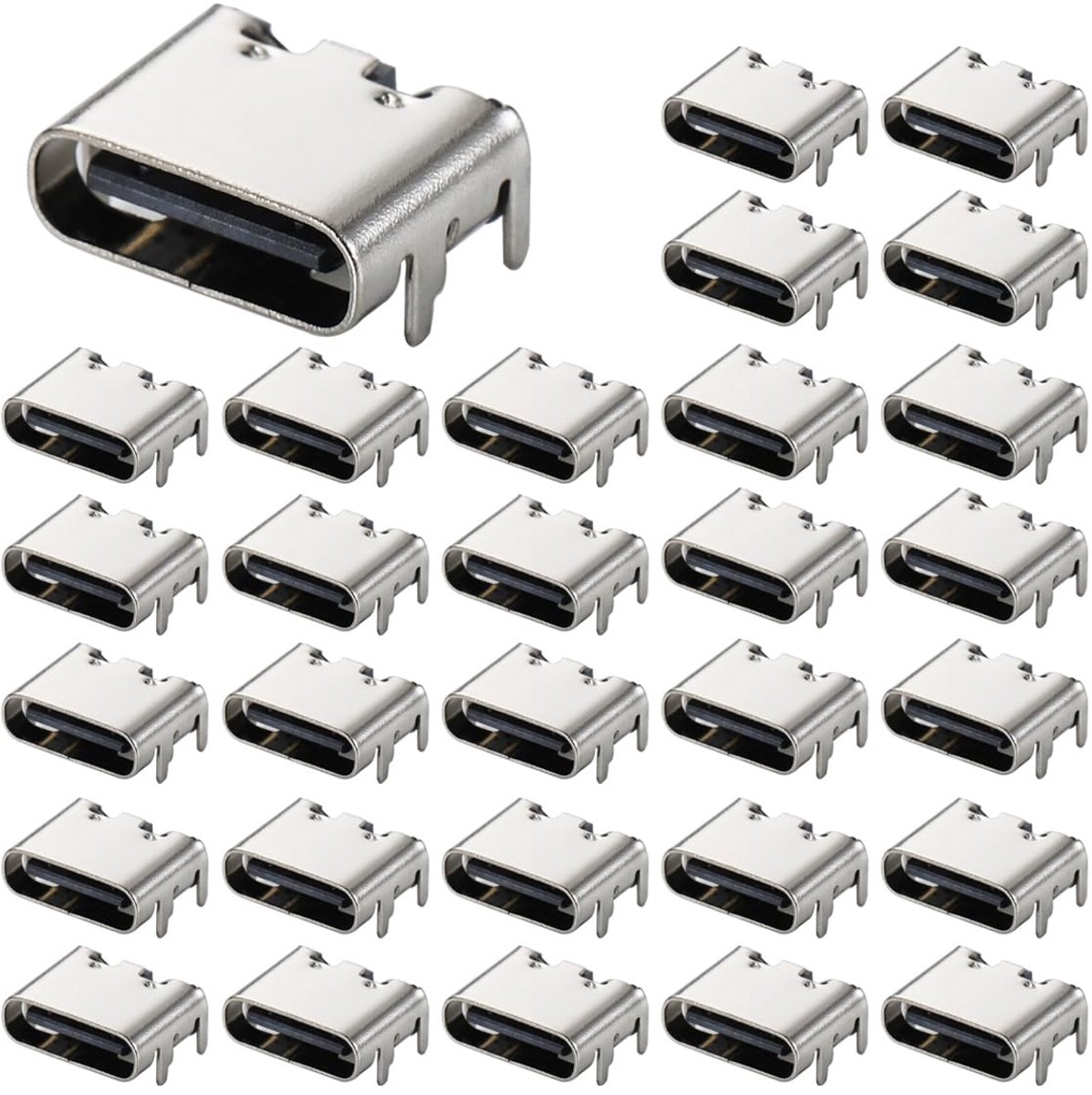USB C female connector 6 pin - hittebestendig plastic - 3 A hoge stroom - ideaal voor PCB ontwerp - ShopVlot