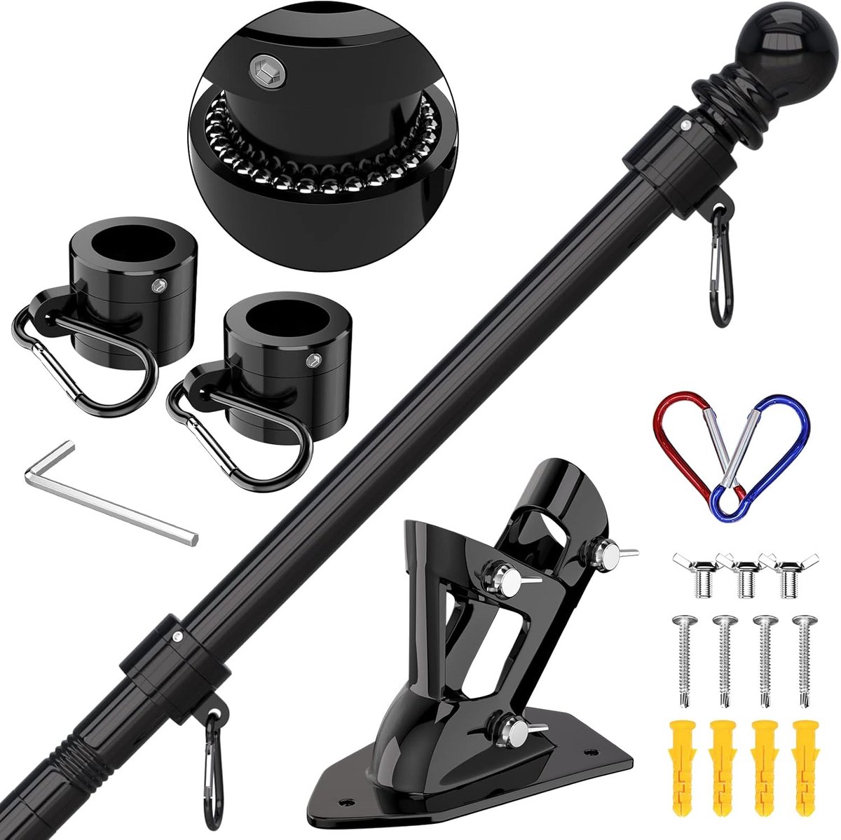 ZMTECH Flagpole, 180cm Flagpole with Bracket for Flag, Flagpole Set for Home Garden, Residential or Commercial - ShopVlot