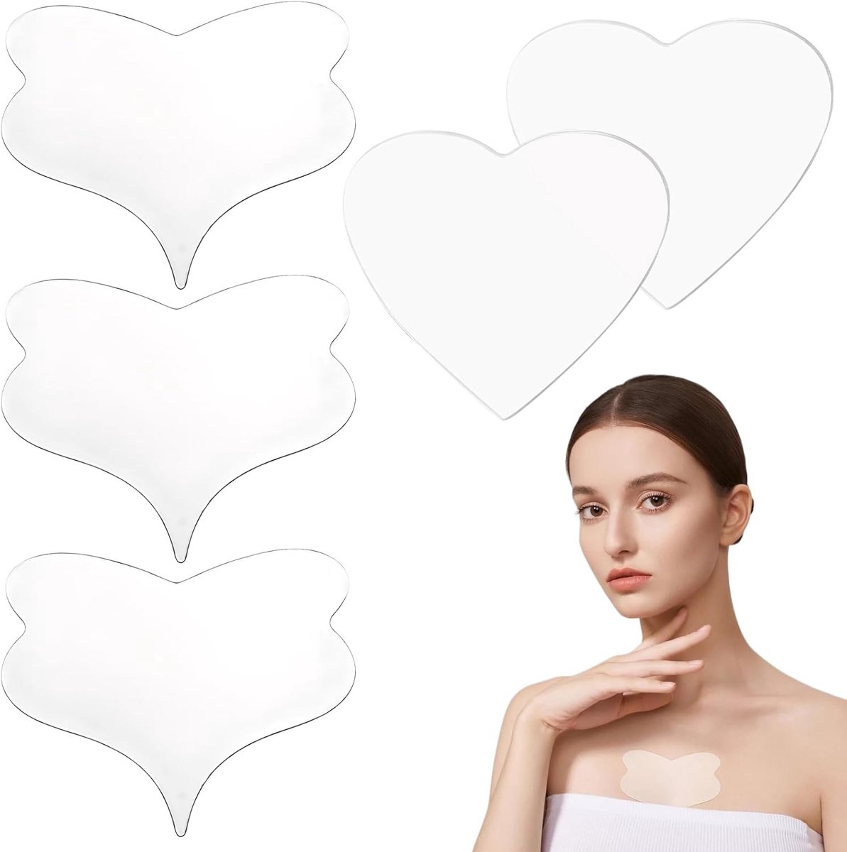 Pack of 5 Silicone Breast Pads Anti-Wrinkles Reusable Anti-Wrinkle Silicone Breast Pads for Décolleté Effectively - ShopVlot