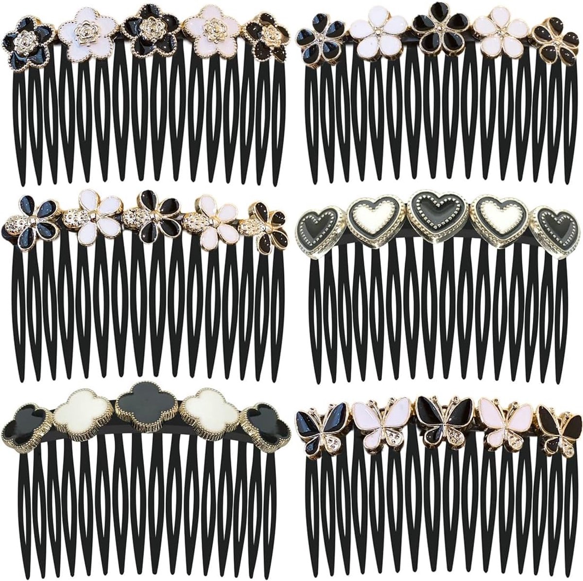 6 Pcs Rhinestone Hair Combs Hair Combs for Women, Delicate Hair Combs for Side Hair, Flower Combs, Gifts for Women and - ShopVlot