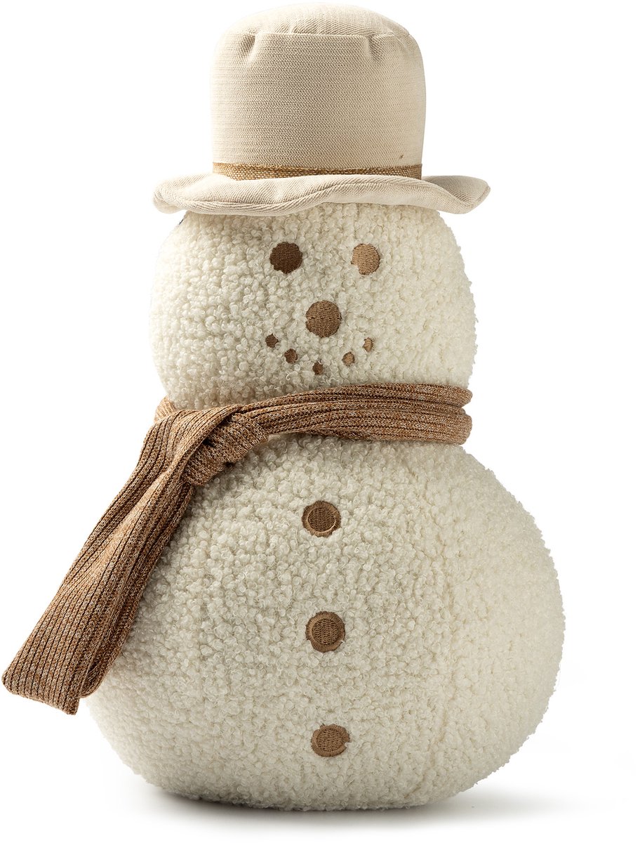 SNOWMAN - sierkussen 37x21,5x21 cm - sneeuwpop - Snow White - wit