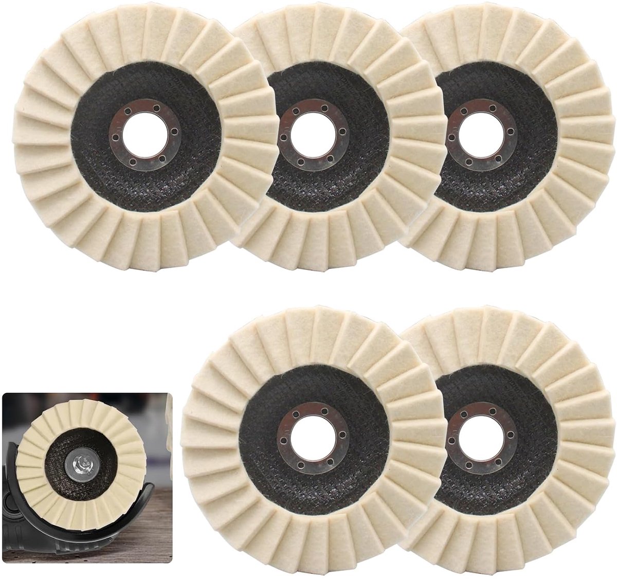 Polijstschijven 125 mm - Vilt polijstdisc - Geschikt voor slijpen en polijsten - Voor hout, plastic en verf - ShopVlot