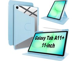 Hoesje voor Samsung Galaxy Tab A11 Plus 11" - PU Leren & Flexibel Siliconen - Draaibare Standaard - ShopVlot