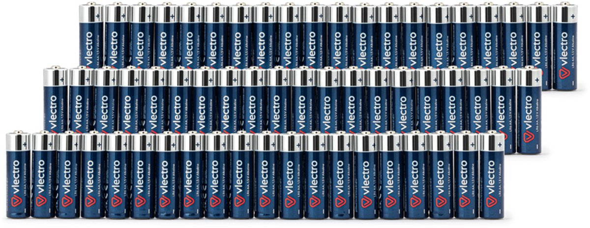 Vlectro - 60 krachtige alkalinebatterijen: AA of AAA - 60 AA-batterijen