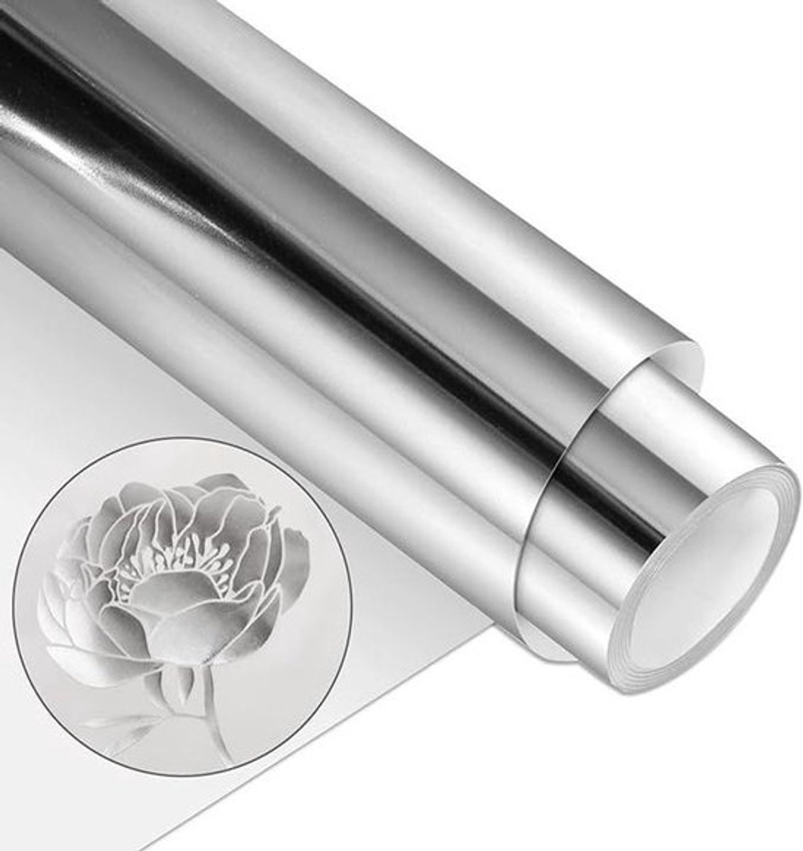 Glanzende metallic vinylfolie voor plotter - 30,5 x 183 cm - Permanente snijvinyl voor T-shirts en stoffen (zilver)