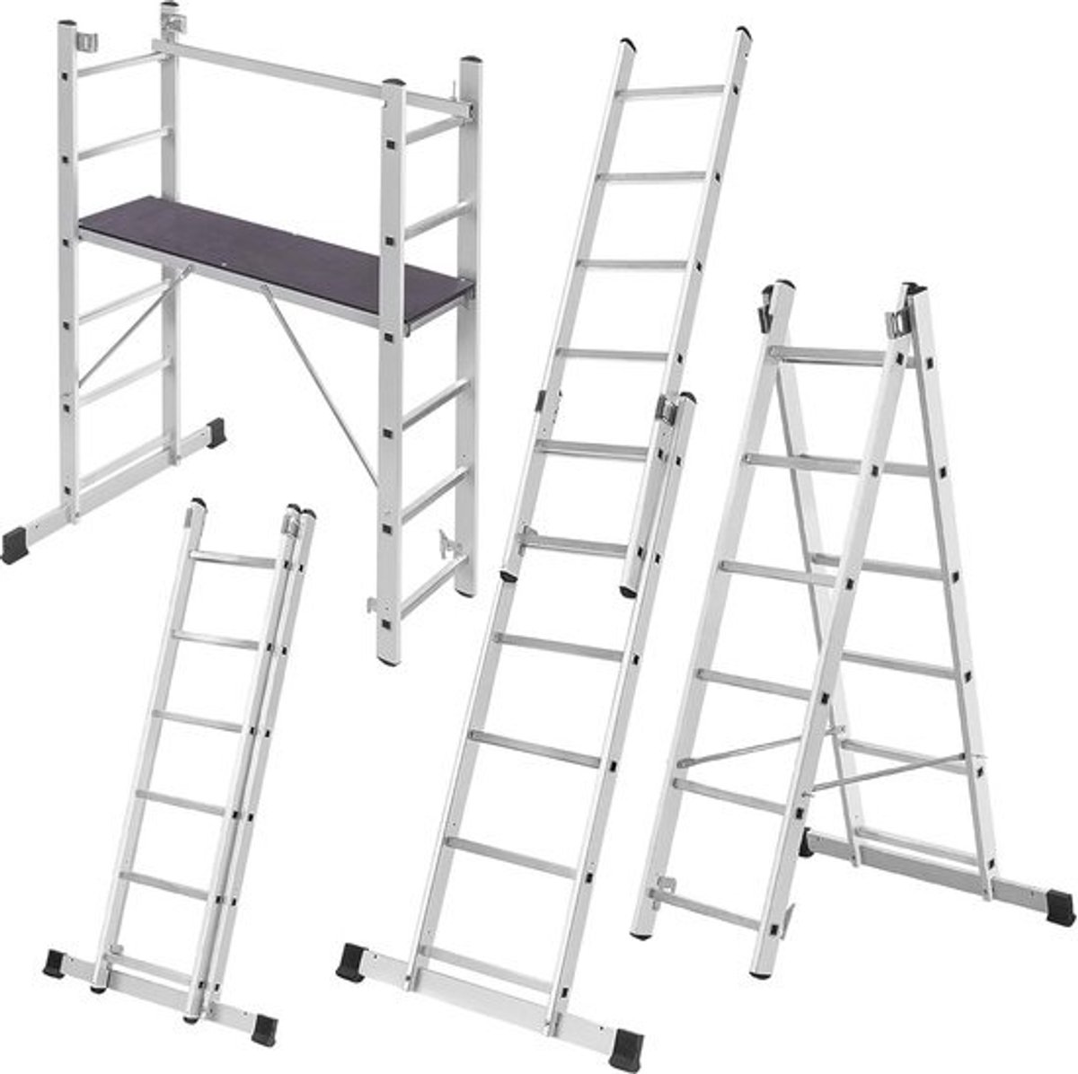 Aluminium steiger - Klussteiger - werksteiger - Veilig klussen - Multifunctioneel inzetbaar - 114 x 161 cm - Aluminium