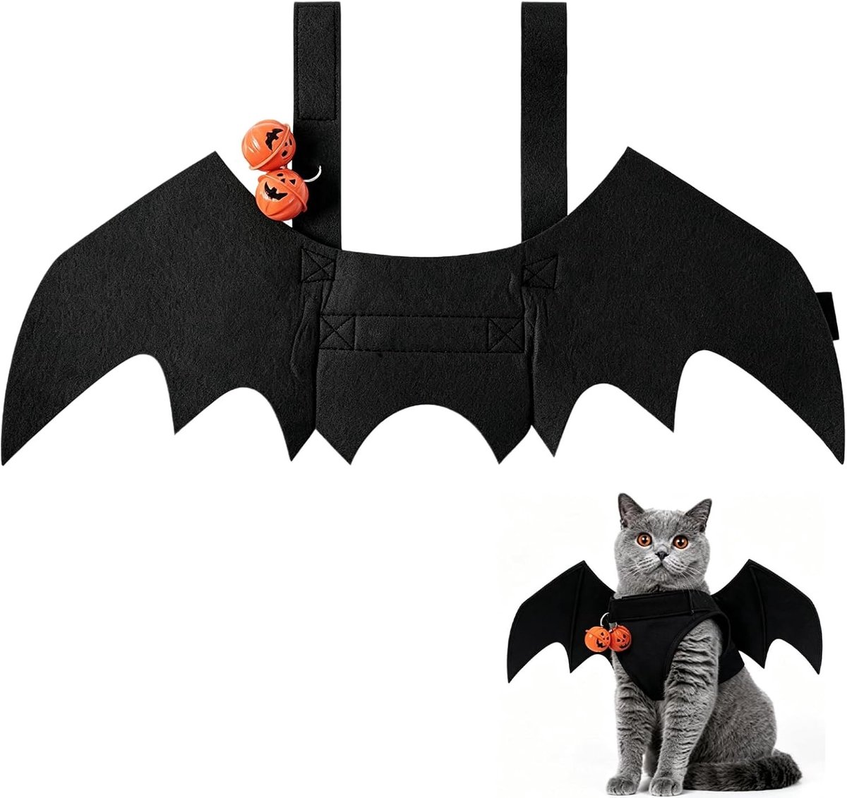 Vleermuisvleugels voor huisdieren - Halloween kostuum met bel, maat M, schattig en leuk voor feestjes