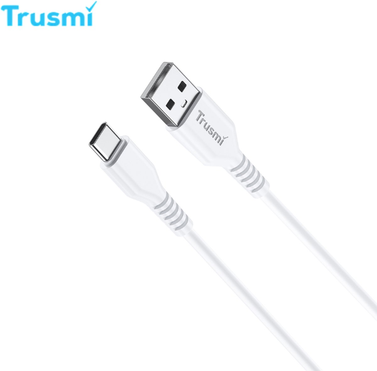 TRUSMI USB-A naar USB-C Kabel 3A - 1 Meter - Oplaadkabel - Geschikt voor Samsung, Android & iPhone 15+ - Wit