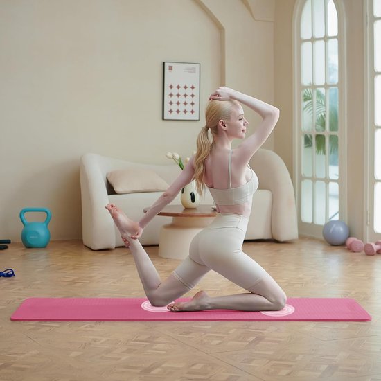 Dailygoods- Yogamat Extra Dik 10 mm - Antislip Fitnessmat - TPE Yogamat - Oefenmatje Pilates - 183x61 cm - Huidvriendelijk en Duurzaam - Oefenmat van Dailygoods — afbeelding 2