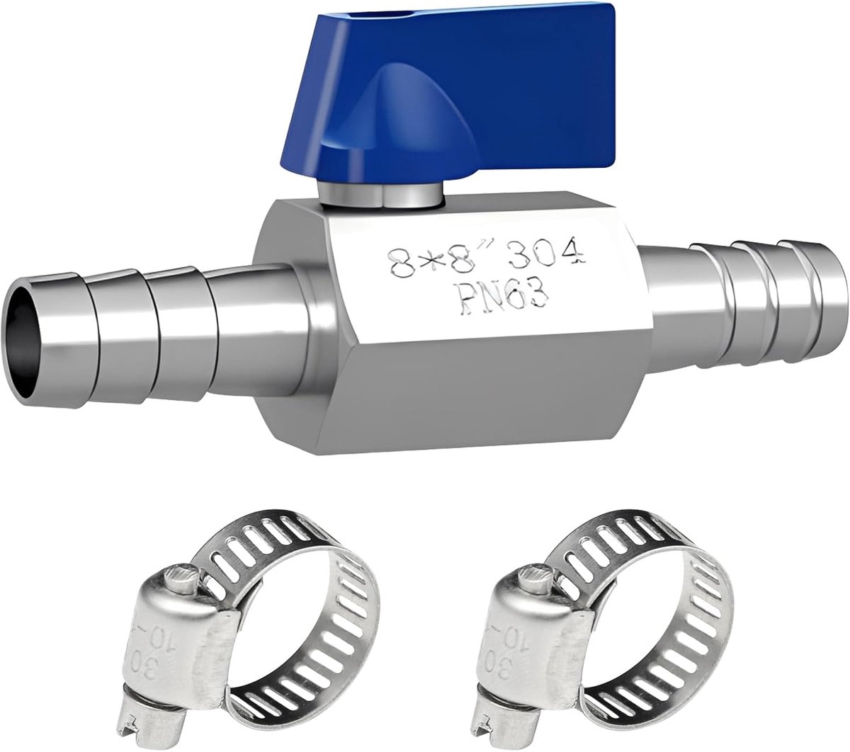 8 mm Barb Ball Valve, 304 Stainless Steel Ball Valve, 8 mm Shut-Off Valve, Stainless Steel, Pagoda Joint, Mini Ball - ShopVlot