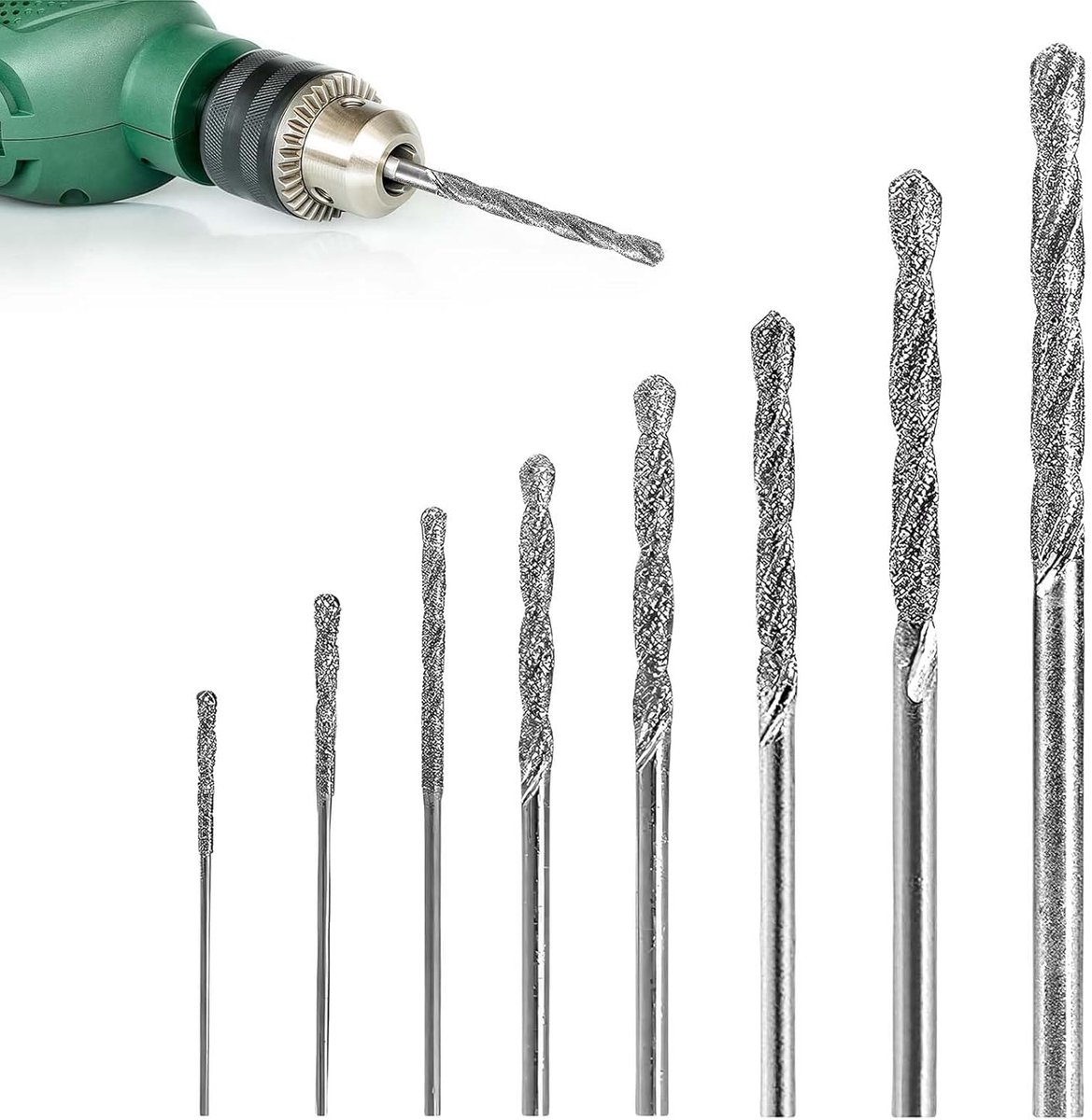 8 Piece Diamond Drill Bit Set, Diamond Drill Bit for Drilling Agate, Jadeite, Tile Drill, Stone Drill, Spiral Drill - ShopVlot