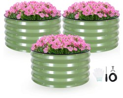 INNO STAGE 3 stuks rond gegalvaniseerd verhoogd tuinbed - 2 × 2 × 1 ft plantenbak buiten verhoogde bedden kit voor - ShopVlot