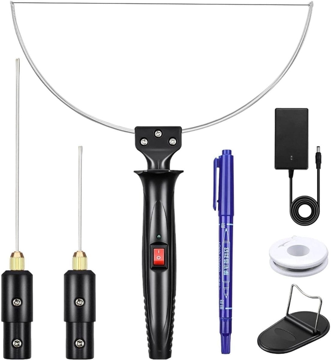 Klarven® Elektrische Schuimsnijder Zwart - 3-in-1 met 4 Snijmessen - Voor Strakke Sneden in Piepschuim en Kunststof - B 18 x D 26 x H 26 cm