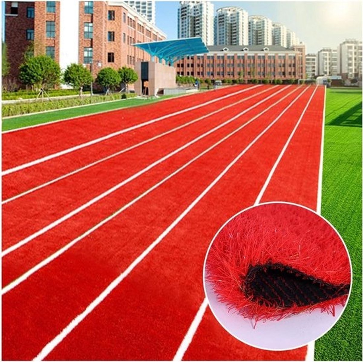 Kunstgrasgazontapijt - Nepgrasmat - Buitendecoratie - Met drainagegaten - 3 cm dik - Rosso