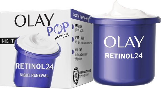 Olay Retinol 24 Navulling Voor Hydraterende Nachtcrème - Verzacht - Vernieuwt - Hydrateert - Parfumvrij - 50 ml