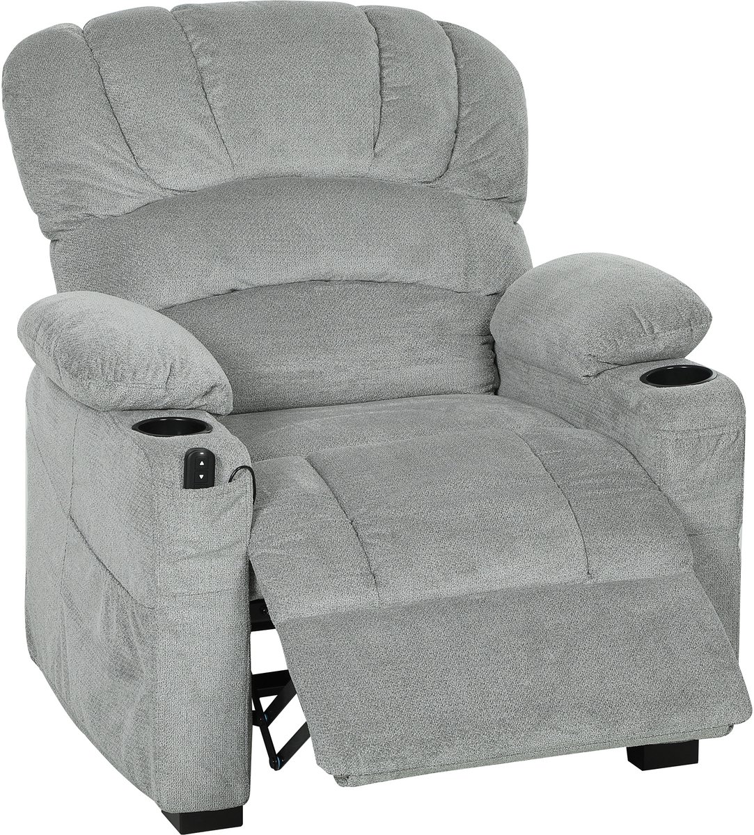 Homona Elektrische relaxfauteuil - Met 2 memory-posities, USB-aansluiting en bekerhouders - 96 x 90 x 105 cm - Grijs