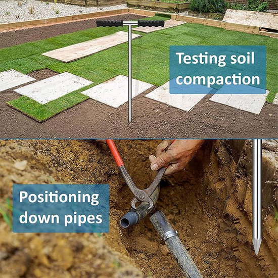 Vt products - Bodemmonstersonde - Verstelbare T-handgreep - Roestvrijstaal - Scherpe Punt - Bodemmonstername - Geschikt voor Tuin en Boerderij - 32-48 van Merkloos	 — afbeelding 4