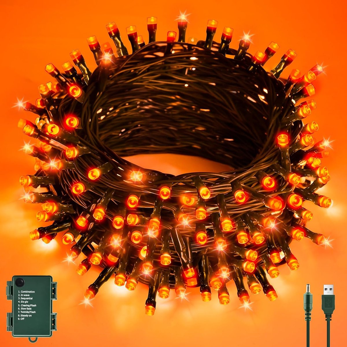 SnelShoppen - Halloween Decoratieve Oranje Fairy Lights Buiten 6 m 60 LED Lichten USB Batterij Timer Waterdicht Voor Buiten Binnen Herfst Decoratie