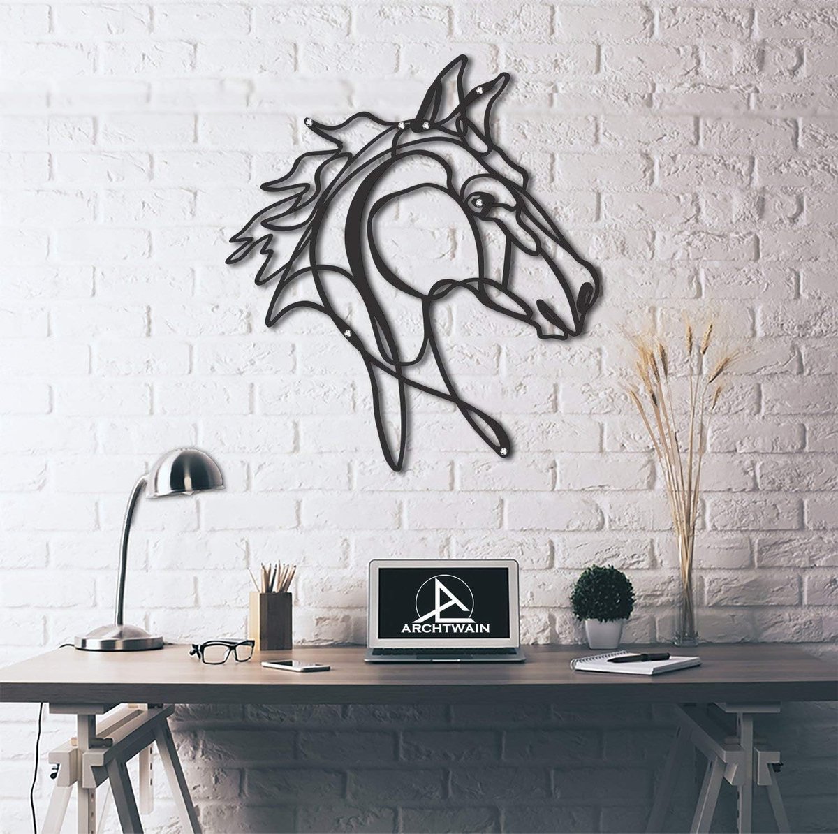 Unique Horse Decorative Design - Metal Wall Decor Home Office Decoration, Bedroom Living Room Decor, Sculpture (20 x - ShopVlot