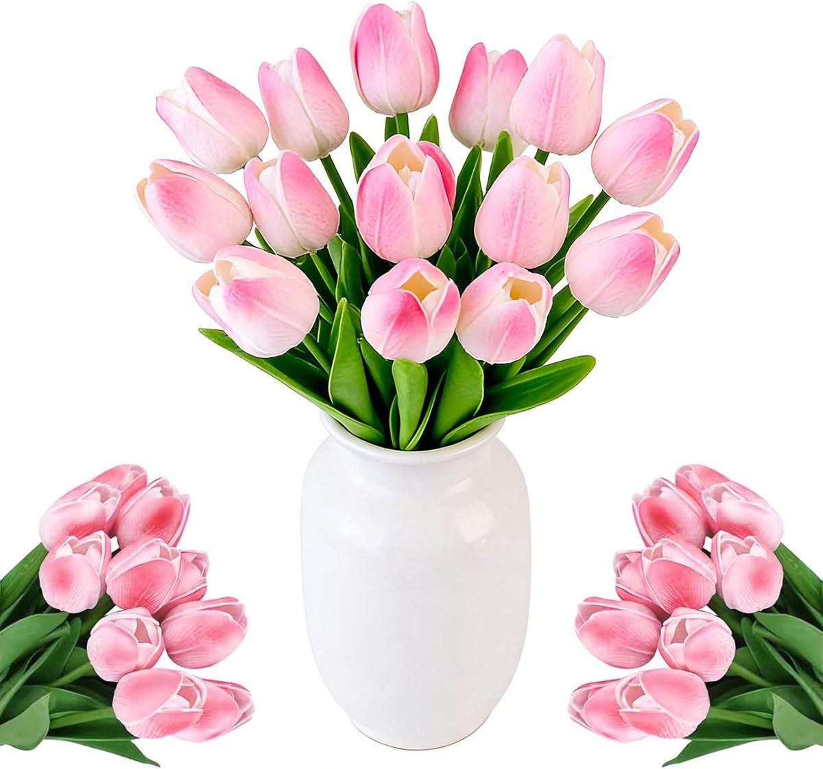 12 stuks kunsttulpen zoals echte kunstbloemen met draadsteel, ideaal tulpenboeket, kunsttafeldecoratie voor thuis - ShopVlot