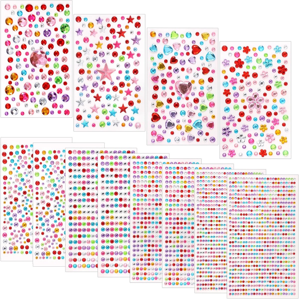 Glitterstenen Set - Strass-steentjes - Knutselen en Decoreren - Zelfklevend en Veelzijdig - 4162 Stuks - Kleurrijk