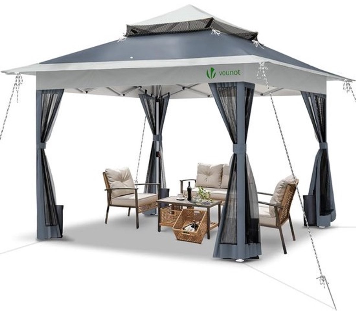 Pop-up tuinpaviljoen - 3,6 x 3,6 m - met muggennet en uv-bescherming voor tuin en terras