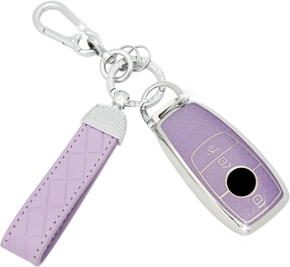 Car Key Case with Leather Keychain Compatible with Mercedes Benz Class A B C E G S CLA CLE CLS GLA GLC GLE GLK,Car Key - ShopVlot