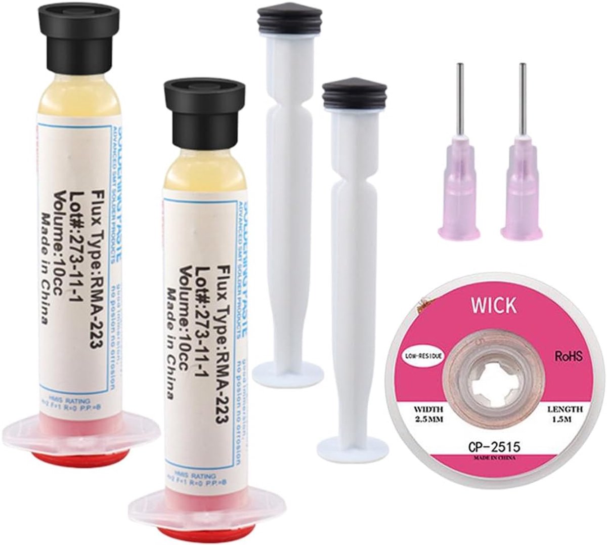 2 stuks RMA-223 vloeimiddel voor soldeertin, 10 ml, loodvrij vloeimiddel op roze-basis, voor het solderen van mobiele - ShopVlot