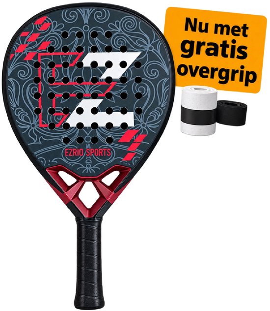 Padel Racket – Diamantvorm – 24K Carbon + Kevlar – EVA HARD Core – 365g – Gevorderde Spelers – Zwart/Rood – Padeltas – Padel Grip Padel Racket – Diamantvorm – 24K Carbon + Kevlar – EVA HARD Core – 365g – Gevorderde Spelers – Zwart/Rood – Padeltas – Padel Grip