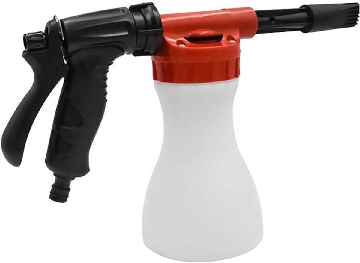 Tools Wasstraat Schuimkanon 900 ml Sneeuwschuimpistool Sproeier Verstelbare Spuitmond Sneeuwschuimlans voor Auto Wassen Huis Tuin Watering, Past Universele Tuinslang