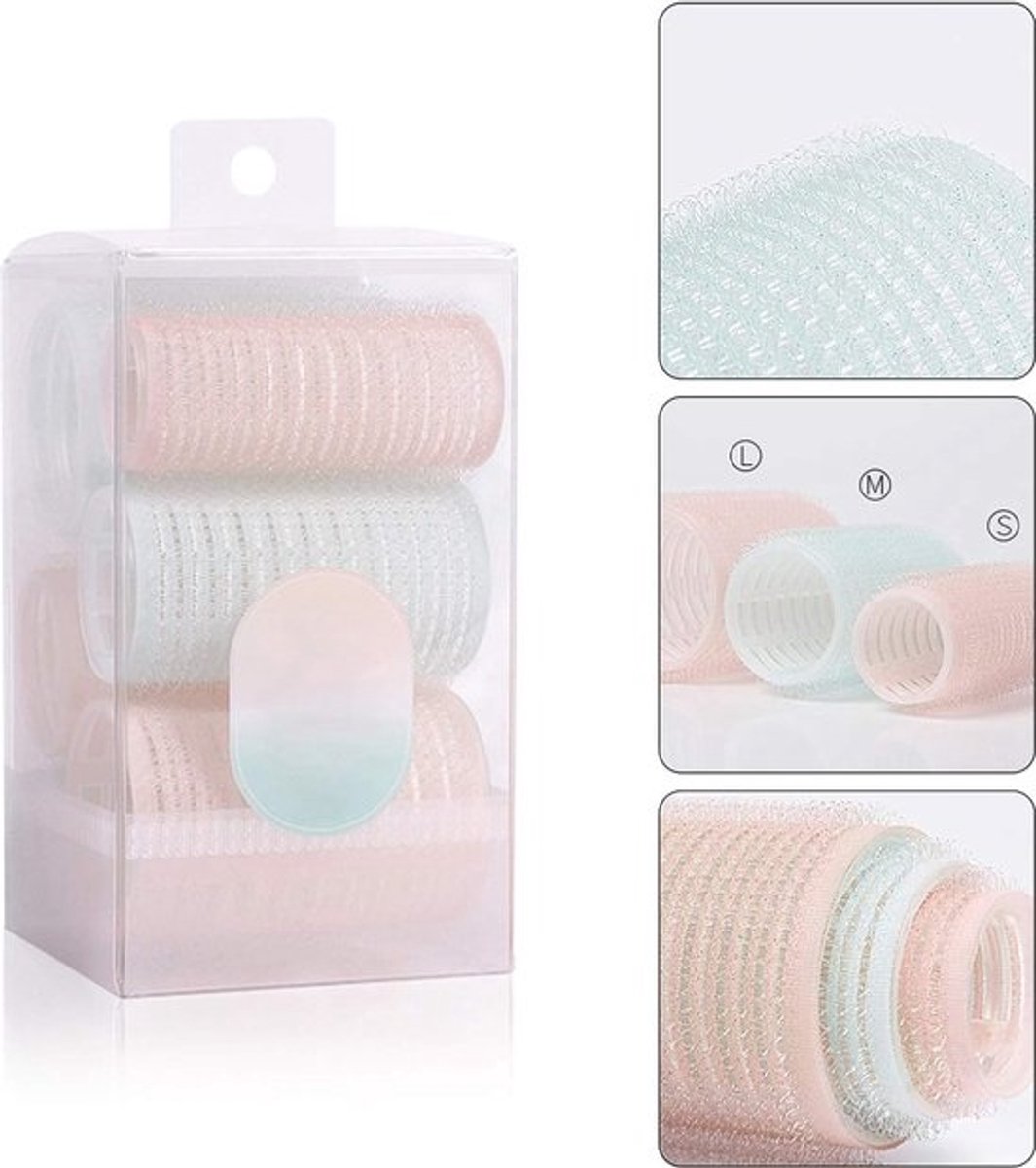 Allecta - krulspelden - haarrollers - zelfgrip - 3 maten - doe-het-zelf - lang haar - kort haar - pony - styling - set van 6 stuks - voor salon en kapper - divers formaat