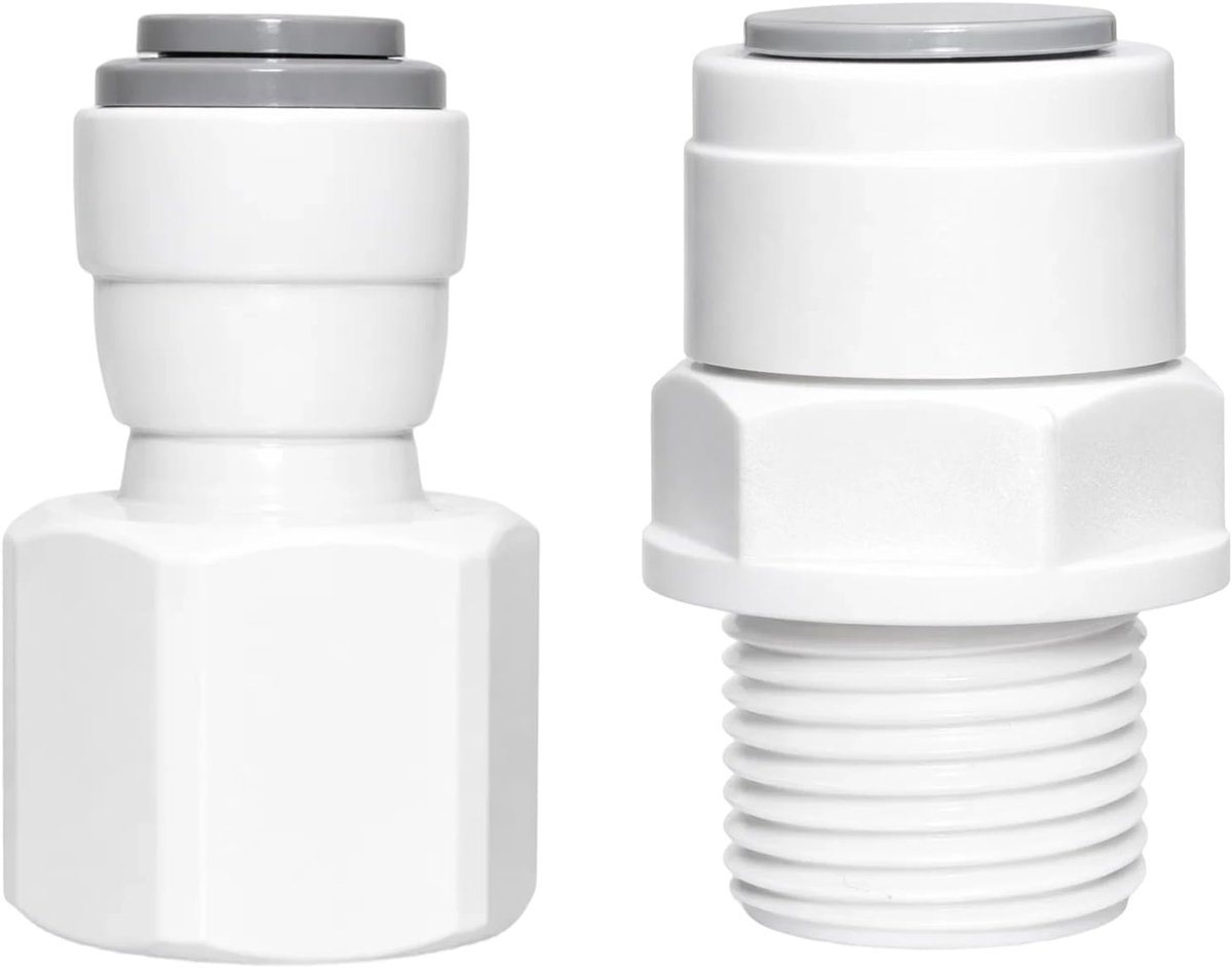 2 stuks 1/4 inch RO water rechte buisfitting op 3/8" vrouwelijk/buitendraad, omgekeerde osmose-installatie, universele kraanadapter voor waterreiniger