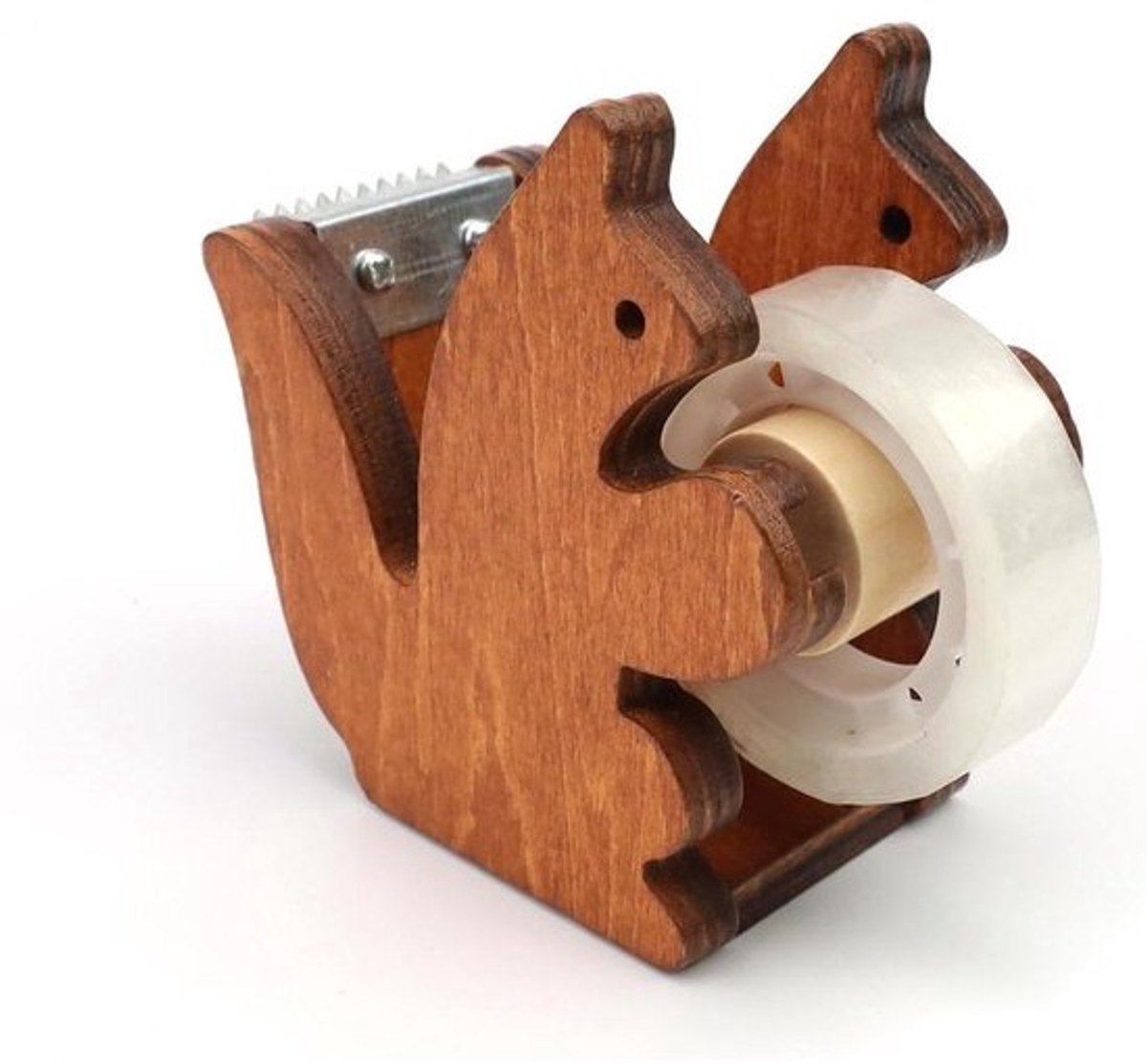 Houten plakbanddispenser in eekhoornvorm - Voor plakbandrollen van 23 mm breedte