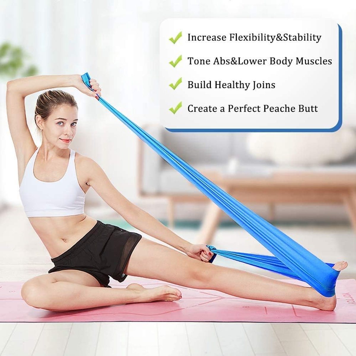 Set van 4, 1,5 m lang, fitnessbanden, weerstandsbanden in 4 diktes, gymnastiekband, weerstandsband, trainingsband voor crossfit, spieropbouw, yoga, pilates, voor mannen en vrouwen